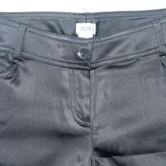 Cache Flared Pants black satin like material size 2 - Picture 6 of 6